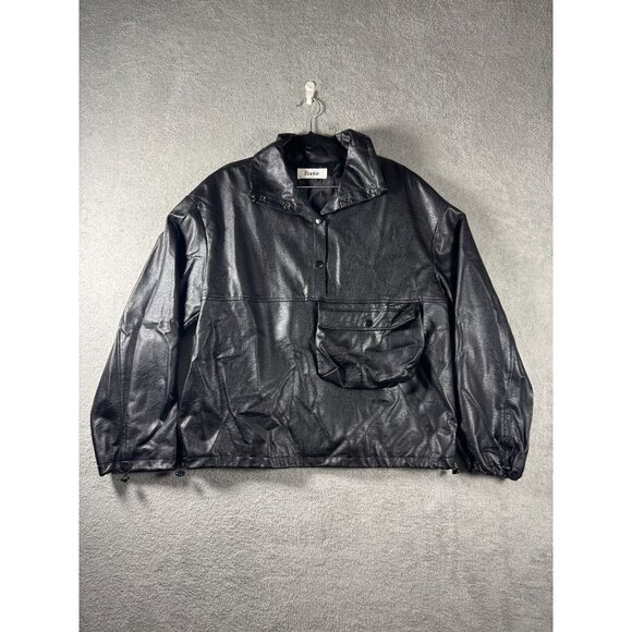 Frankie Shop Black Faux Leather Womens Jacket With Pocket Detail & Adjustable He - Picture 1 of 13